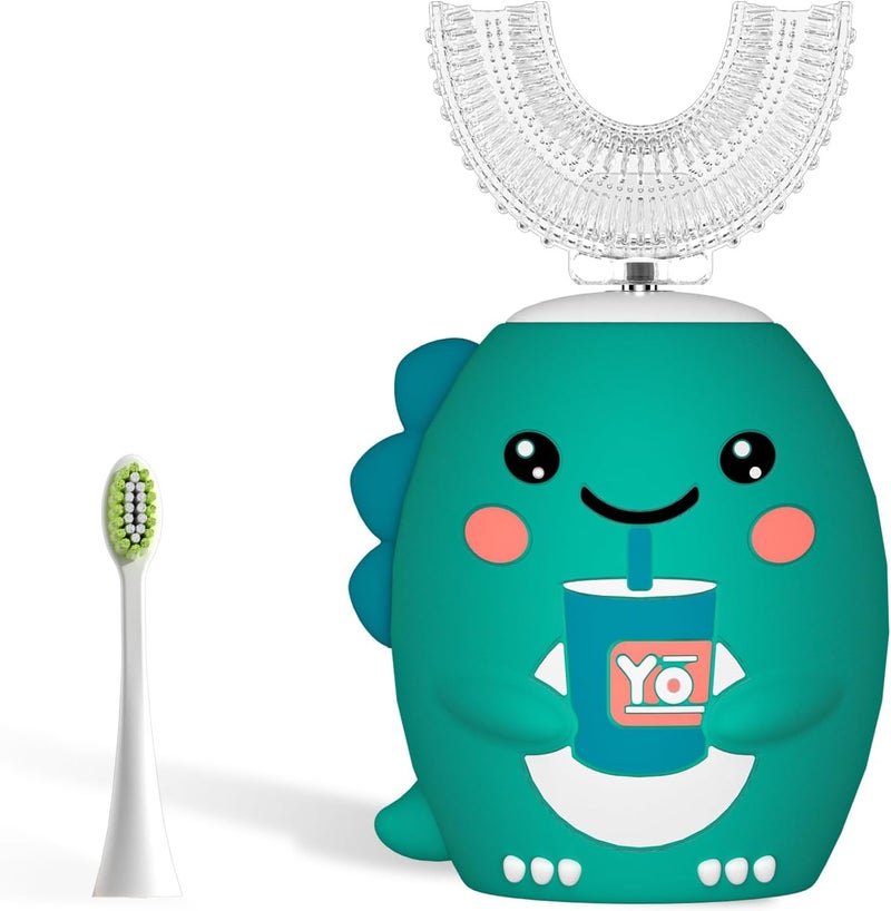 yeklike Kids U Shaped Electric Toothbrush，auto Sonic Baby Toothbrush，Cartoon Dinosaur 360-Degree Cleaning IPX7 Waterproof Design （8-15y） - Image 1